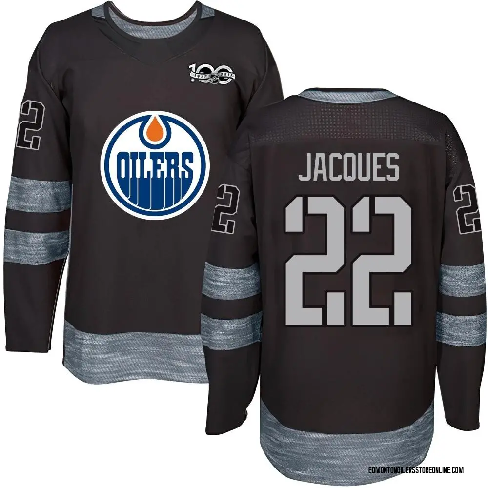 Authentic Men's Jean-Francois Jacques Black Edmonton Oilers 1917-2017 100th Anniversary Jersey