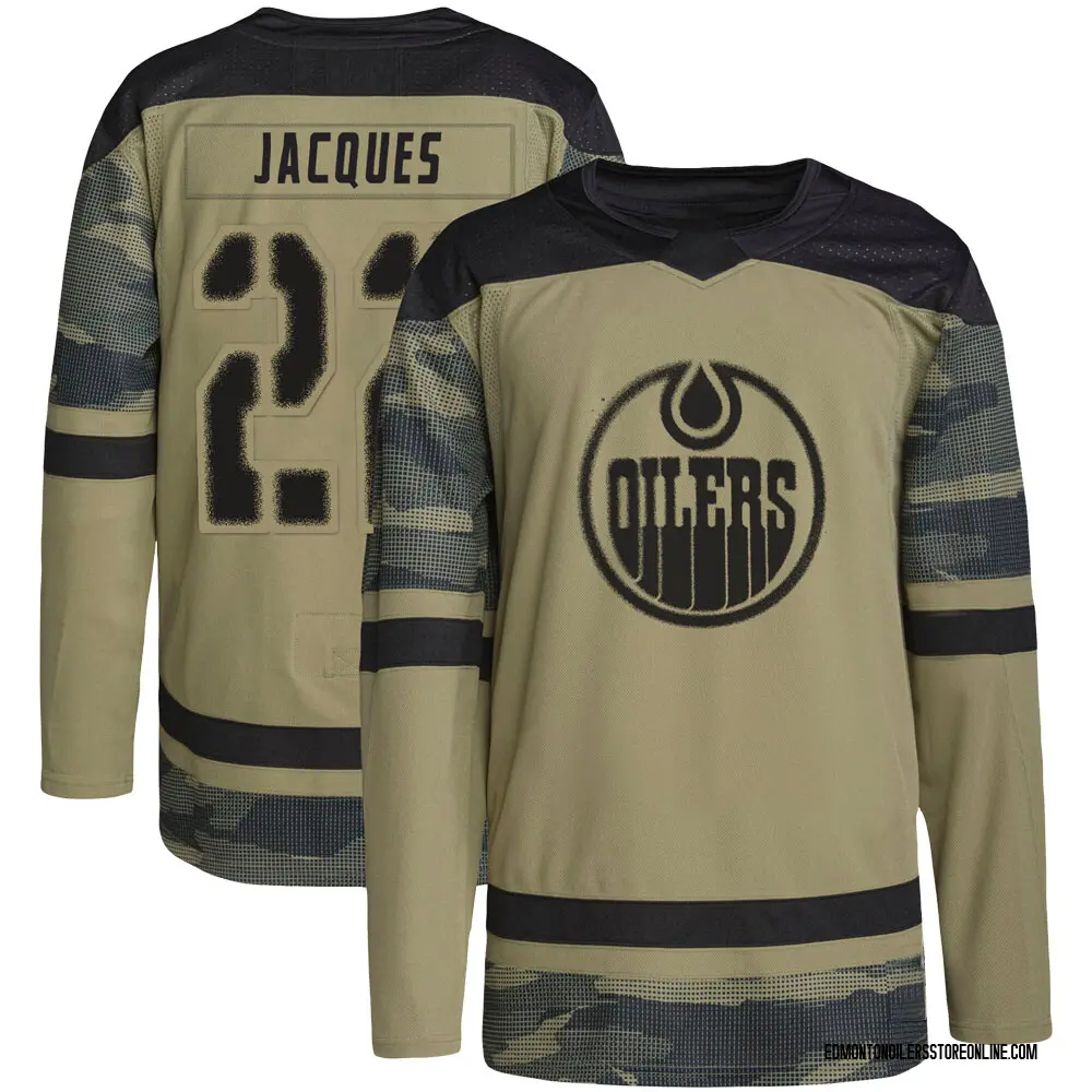 Authentic Men's Jean-Francois Jacques Camo Edmonton Oilers Military Appreciation Practice Jersey