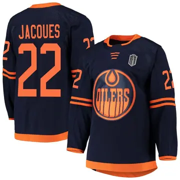 Authentic Men's Jean-Francois Jacques Navy Edmonton Oilers Alternate Primegreen Pro 2025 Stanley Cup Final Jersey
