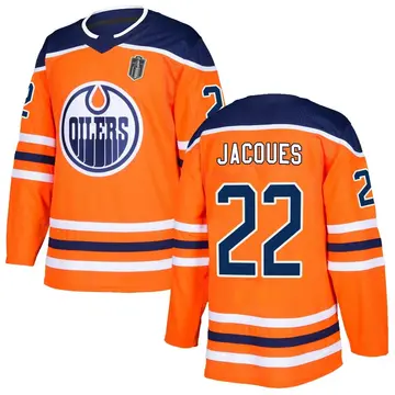Authentic Men's Jean-Francois Jacques Orange Edmonton Oilers r Home 2025 Stanley Cup Final Jersey