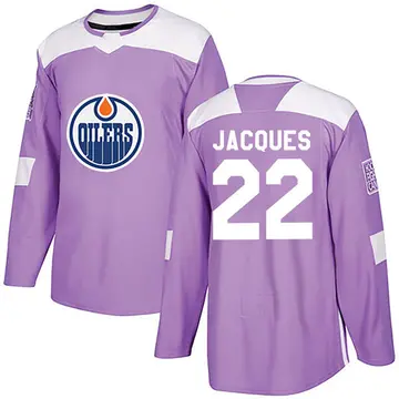 Authentic Men's Jean-Francois Jacques Purple Edmonton Oilers Fights Cancer Practice Jersey