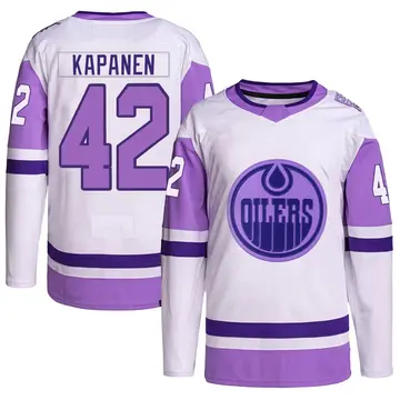 Authentic Men's Kasperi Kapanen White/Purple Edmonton Oilers Hockey Fights Cancer Primegreen Jersey