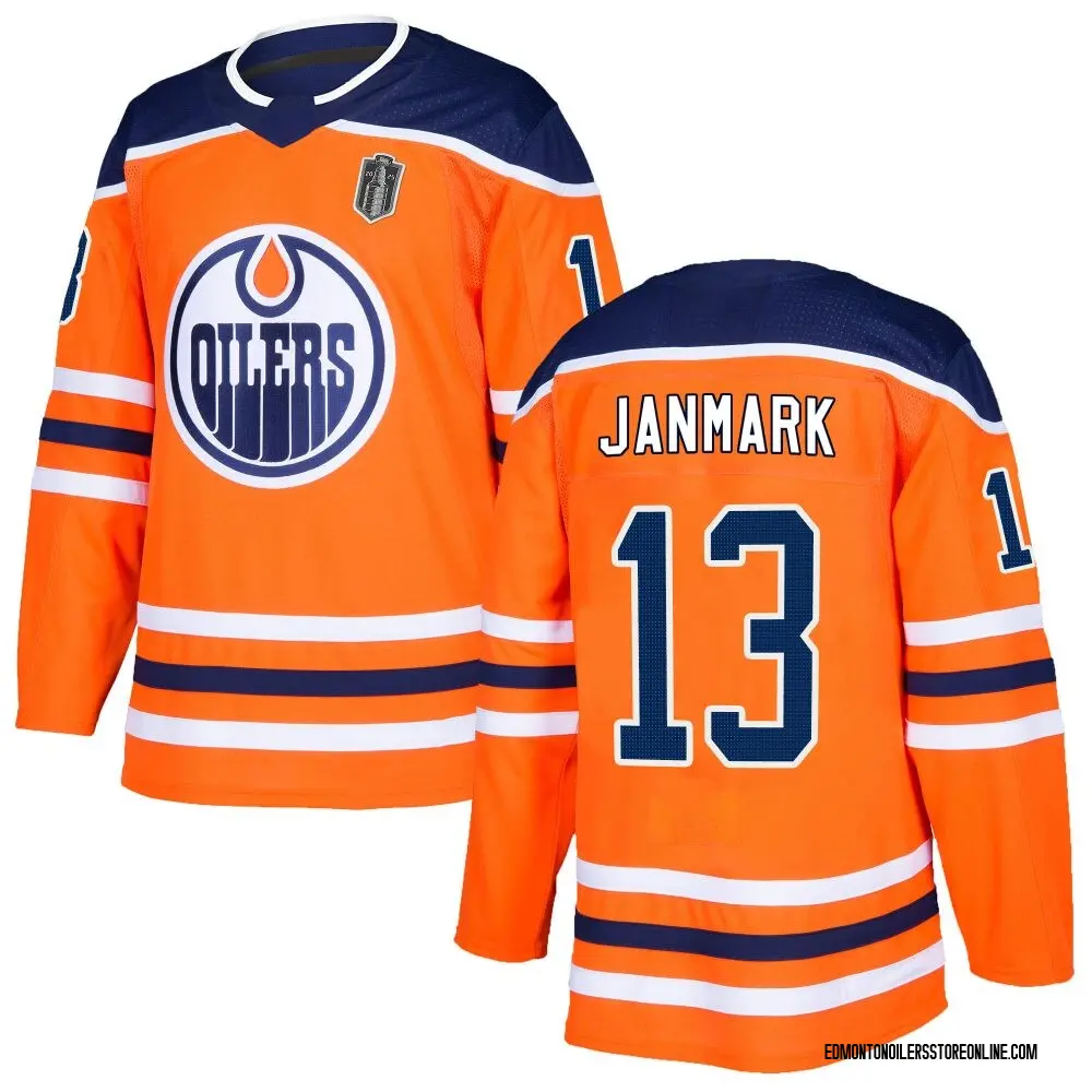 Authentic Men's Mattias Janmark Orange Edmonton Oilers r Home 2025 Stanley Cup Final Jersey