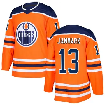 Authentic Men's Mattias Janmark Orange Edmonton Oilers r Home Jersey