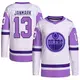 Authentic Men's Mattias Janmark White/Purple Edmonton Oilers Hockey Fights Cancer Primegreen Jersey