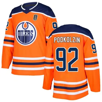 Authentic Men's Vasily Podkolzin Orange Edmonton Oilers r Home 2025 Stanley Cup Final Jersey