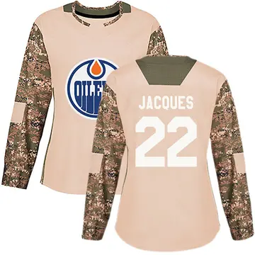 Authentic Women's Jean-Francois Jacques Camo Edmonton Oilers Veterans Day Practice Jersey