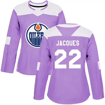 Authentic Women's Jean-Francois Jacques Purple Edmonton Oilers Fights Cancer Practice Jersey