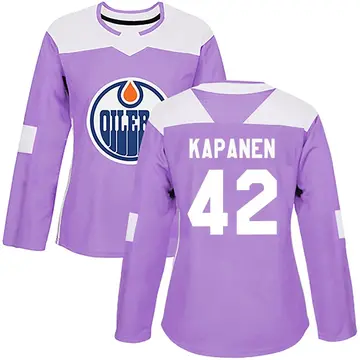 Authentic Women's Kasperi Kapanen Purple Edmonton Oilers Fights Cancer Practice Jersey