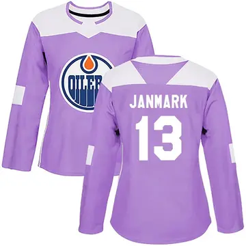 Authentic Women's Mattias Janmark Purple Edmonton Oilers Fights Cancer Practice Jersey