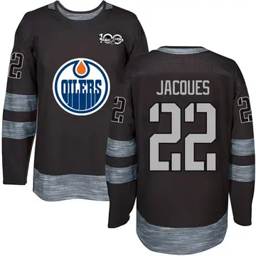 Authentic Youth Jean-Francois Jacques Black Edmonton Oilers 1917-2017 100th Anniversary Jersey