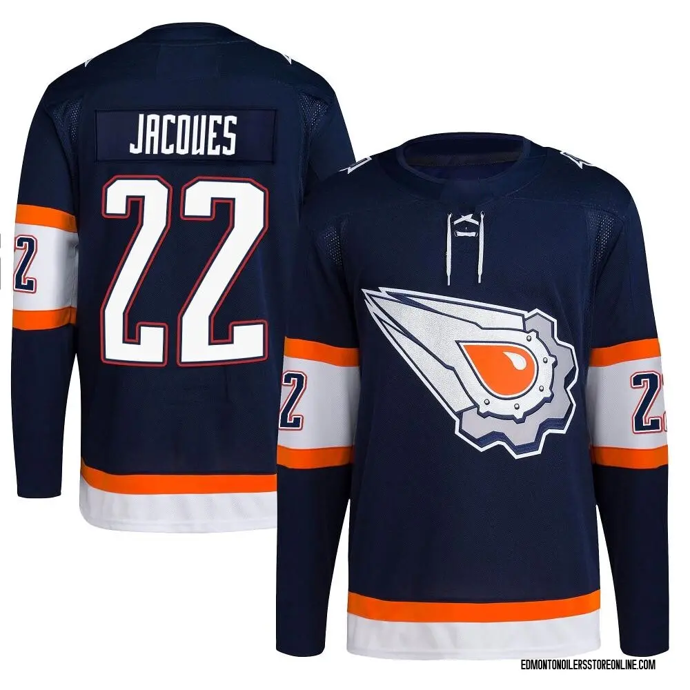 Authentic Youth Jean-Francois Jacques Navy Edmonton Oilers Reverse Retro 2.0 Jersey