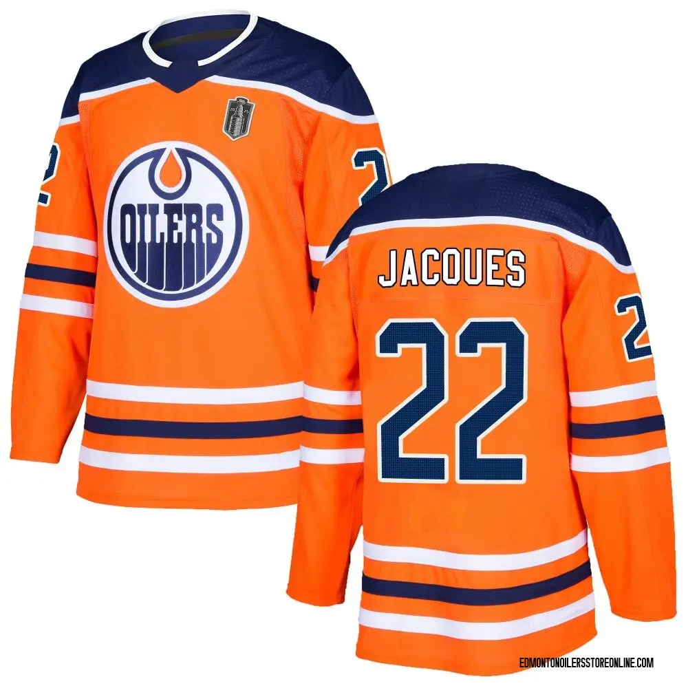 Authentic Youth Jean-Francois Jacques Orange Edmonton Oilers r Home 2025 Stanley Cup Final Jersey