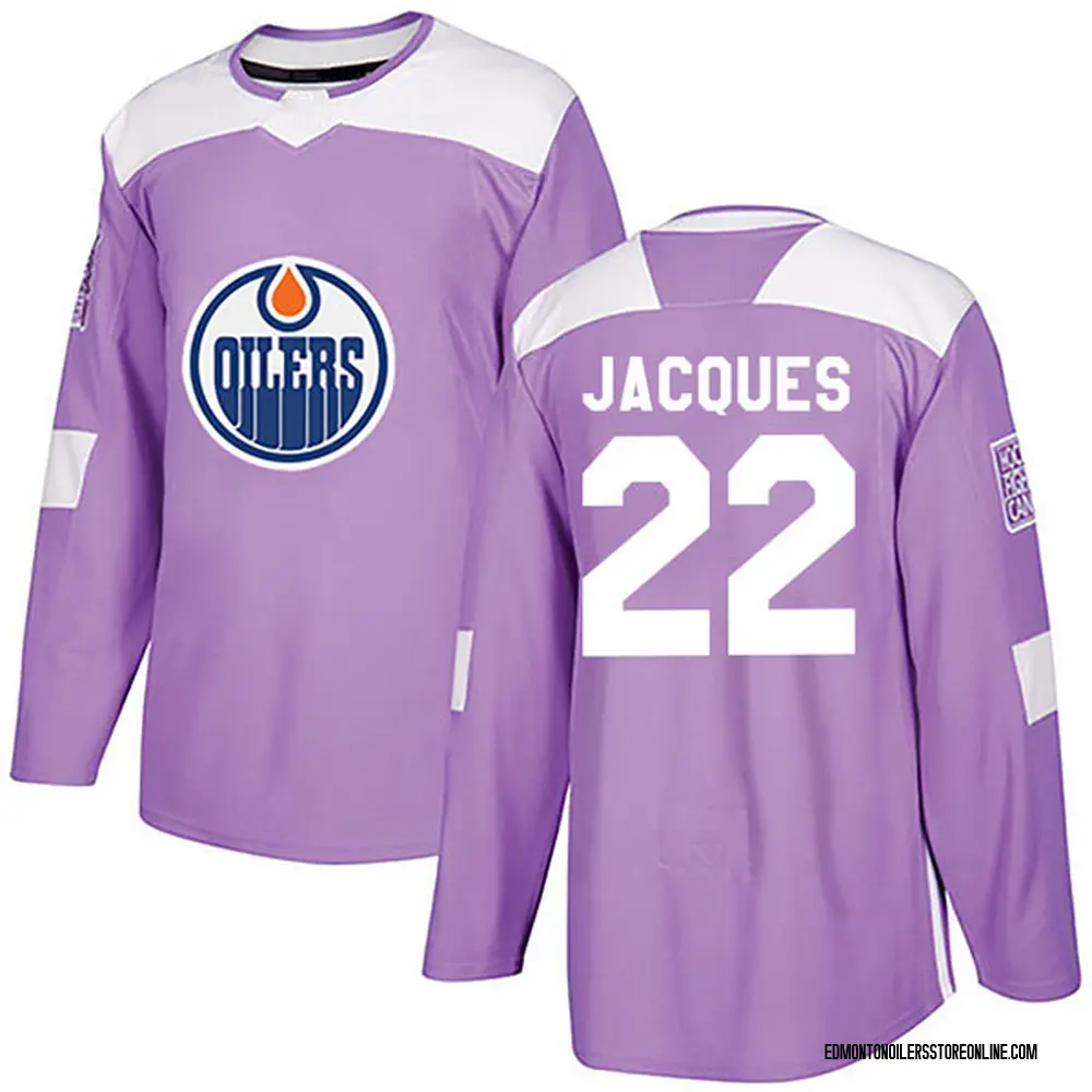 Authentic Youth Jean-Francois Jacques Purple Edmonton Oilers Fights Cancer Practice Jersey