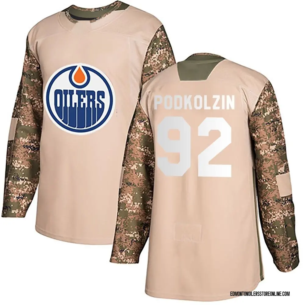 Authentic Youth Vasily Podkolzin Camo Edmonton Oilers Veterans Day Practice Jersey