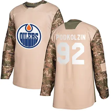 Authentic Youth Vasily Podkolzin Camo Edmonton Oilers Veterans Day Practice Jersey