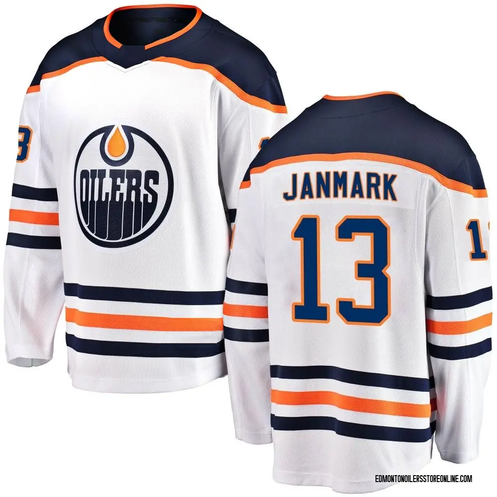 Breakaway Men's Mattias Janmark White Edmonton Oilers Away Jersey