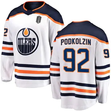 Breakaway Men's Vasily Podkolzin White Edmonton Oilers Away 2025 Stanley Cup Final Jersey