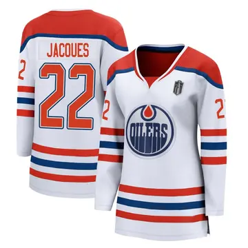 Breakaway Women's Jean-Francois Jacques White Edmonton Oilers 2020/21 Special Edition 2025 Stanley Cup Final Jersey