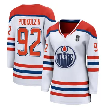 Breakaway Women's Vasily Podkolzin White Edmonton Oilers 2020/21 Special Edition 2025 Stanley Cup Final Jersey