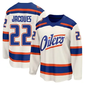 Breakaway Youth Jean-Francois Jacques Edmonton Oilers Light Beige Alternate Jersey