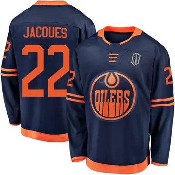 Breakaway Youth Jean-Francois Jacques Navy Edmonton Oilers Alternate 2018/19 2025 Stanley Cup Final Jersey