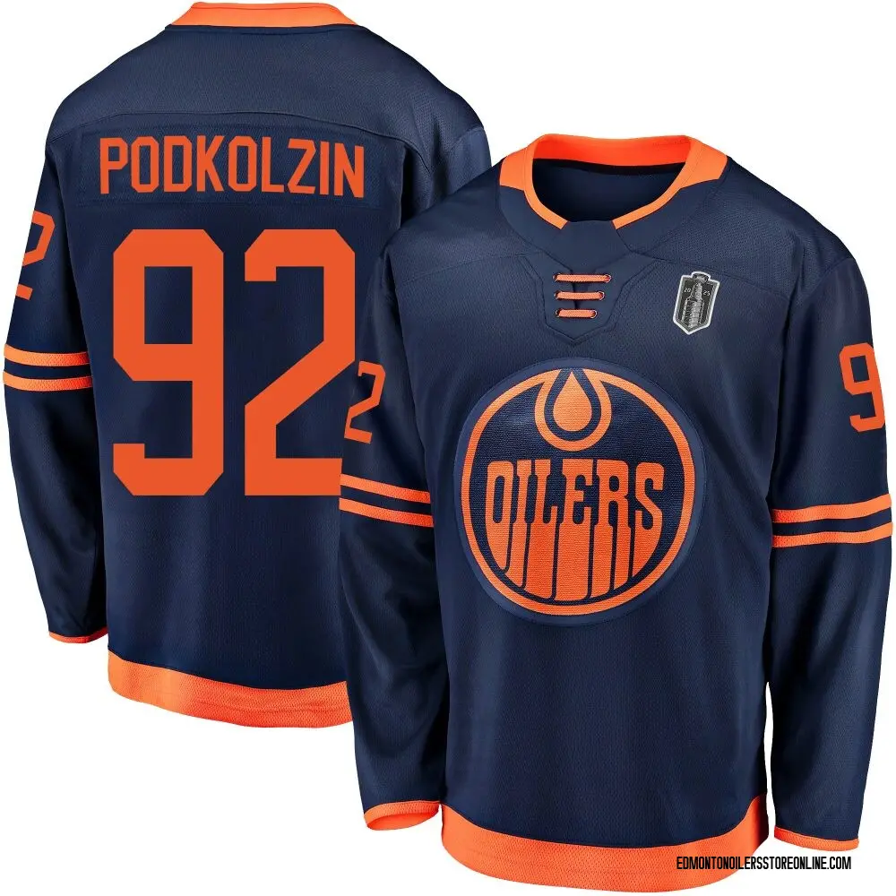 Breakaway Youth Vasily Podkolzin Navy Edmonton Oilers Alternate 2018/19 2025 Stanley Cup Final Jersey