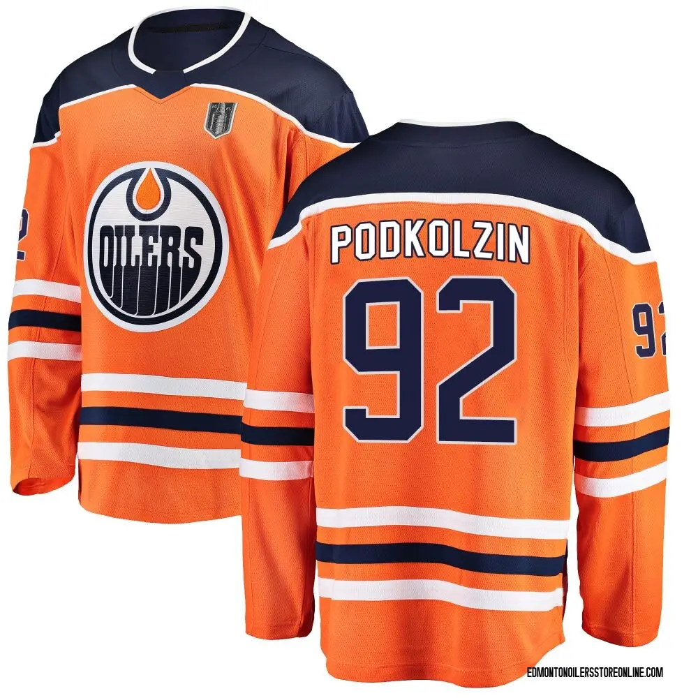 Breakaway Youth Vasily Podkolzin Orange Edmonton Oilers Home 2025 Stanley Cup Final Jersey