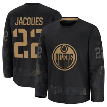 Premium Men's Jean-Francois Jacques Black Edmonton Oilers 2024 Military Appreciation Practice Jersey
