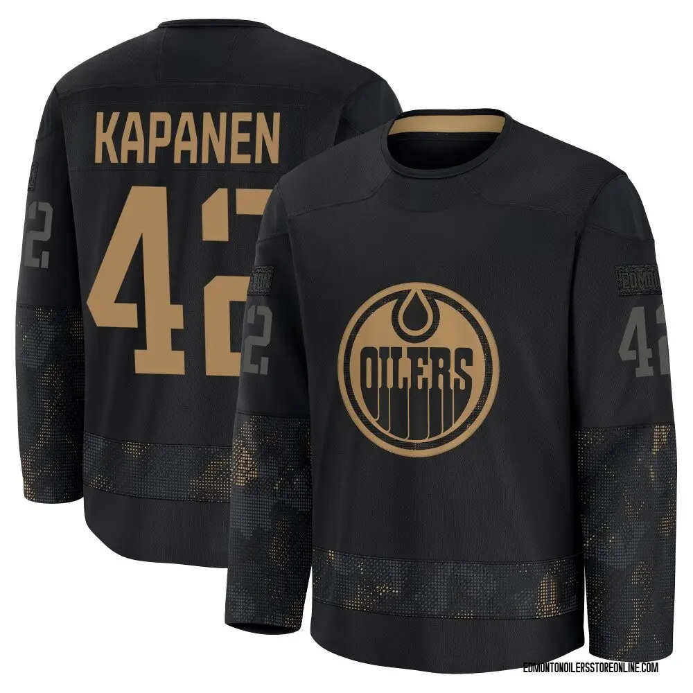 Premium Men's Kasperi Kapanen Black Edmonton Oilers 2024 Military Appreciation Practice Jersey