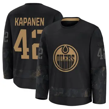 Premium Men's Kasperi Kapanen Black Edmonton Oilers 2024 Military Appreciation Practice Jersey