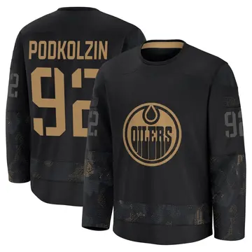 Premium Men's Vasily Podkolzin Black Edmonton Oilers 2024 Military Appreciation Practice Jersey