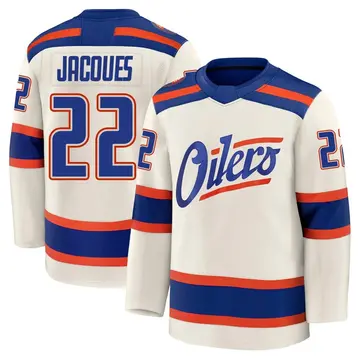 Premium Youth Jean-Francois Jacques Edmonton Oilers Light Beige Alternate Jersey