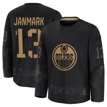 Premium Youth Mattias Janmark Black Edmonton Oilers 2024 Military Appreciation Practice Jersey